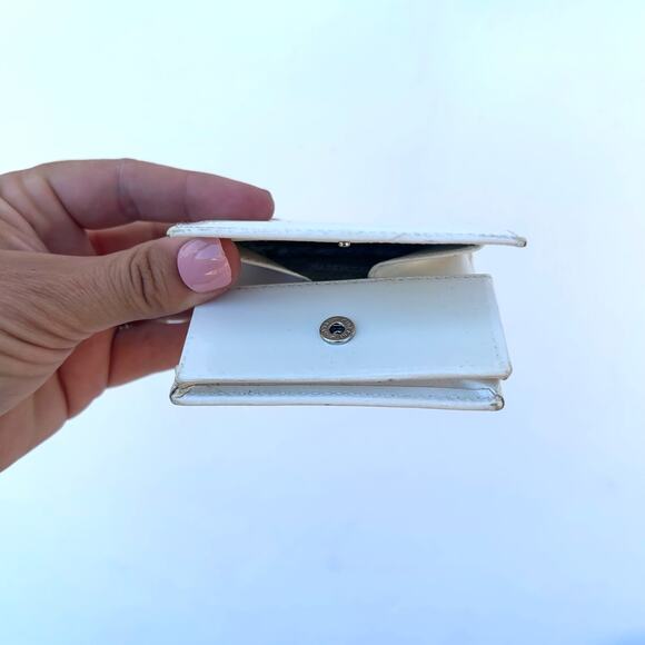 Vintage Prada Authentic Designer White Coin Pouch Leather Logo - Picture 4 of 8